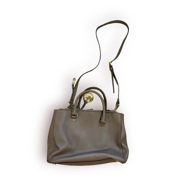 Michael Kors Sutton Saffiano Nude Taupe Satchel‎ Bag - Picture 2 of 10